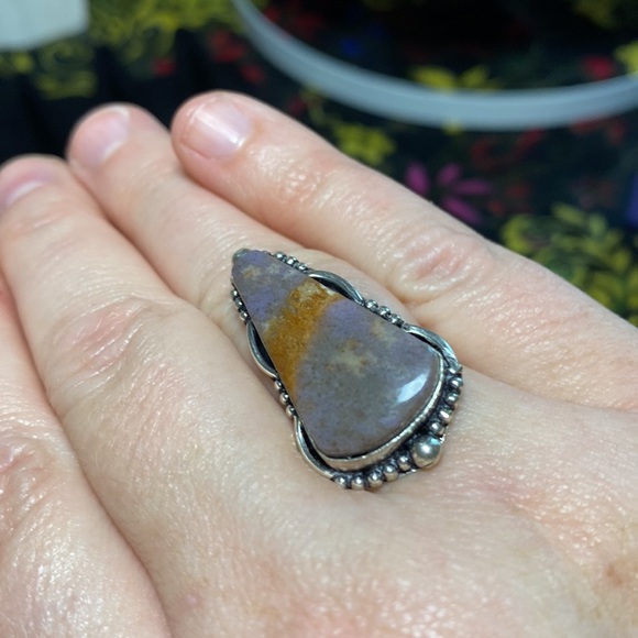 925 SS Plated Purple Mixed Agate Ring - Picture 3 of 3